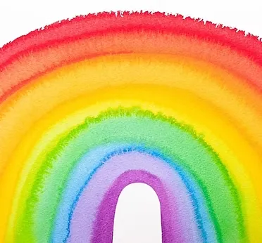 A rainbow painted in watercolor